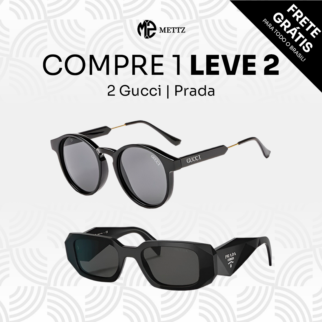 Setembro Black - 2 Óculos Unissex - Gucci | Prada - COMPRE 1 LEVE 2 + FRETE GRÁTIS