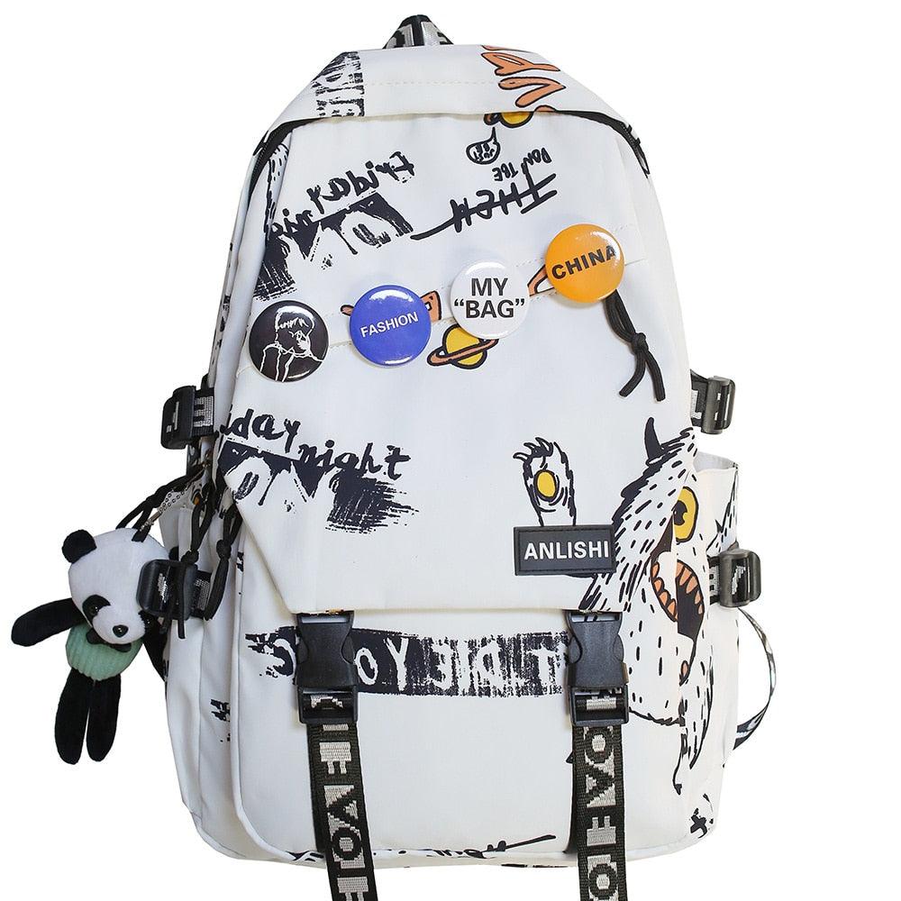 Mochila Escolar Arte Grafite Anlishi®+ Ursinho de Brinde - mettz