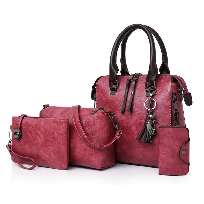 Kit Bolsas de Couro Feminina Casual Clássica - mettz