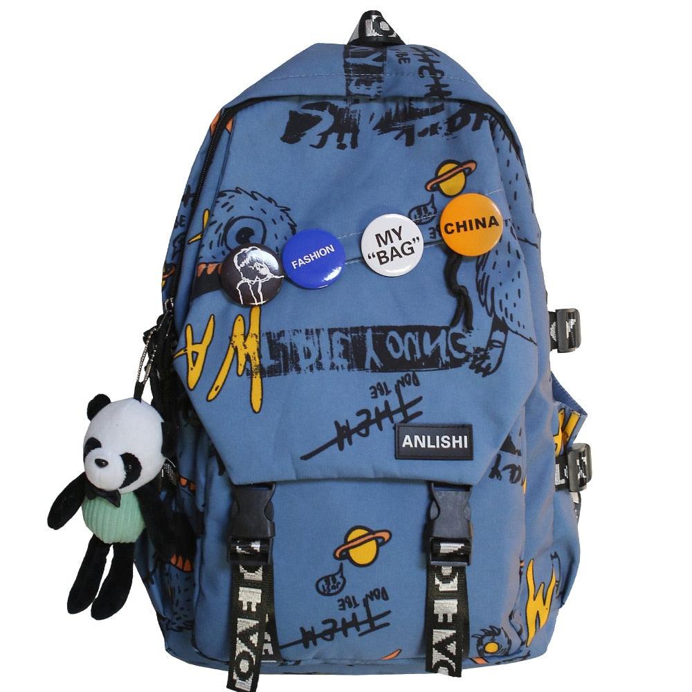 Mochila Escolar Arte Grafite Anlishi®+ Ursinho de Brinde - mettz