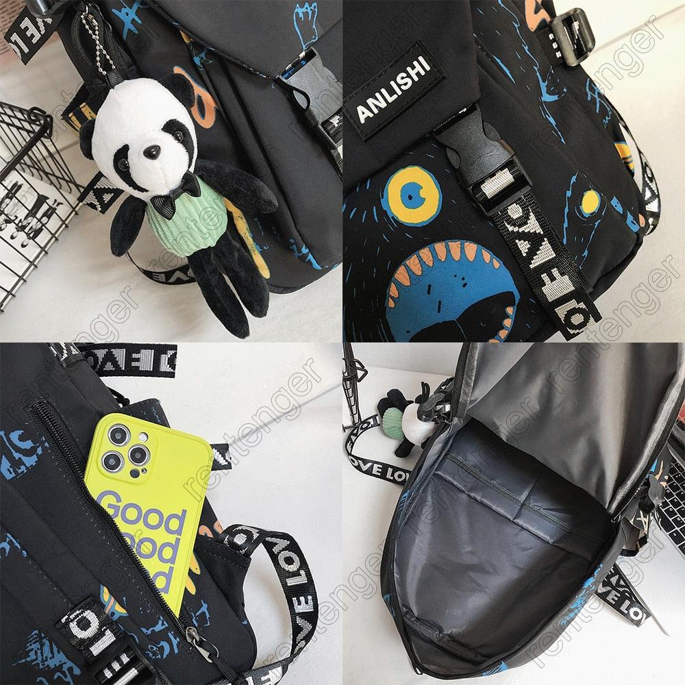 Mochila Escolar Arte Grafite Anlishi®+ Ursinho de Brinde - mettz