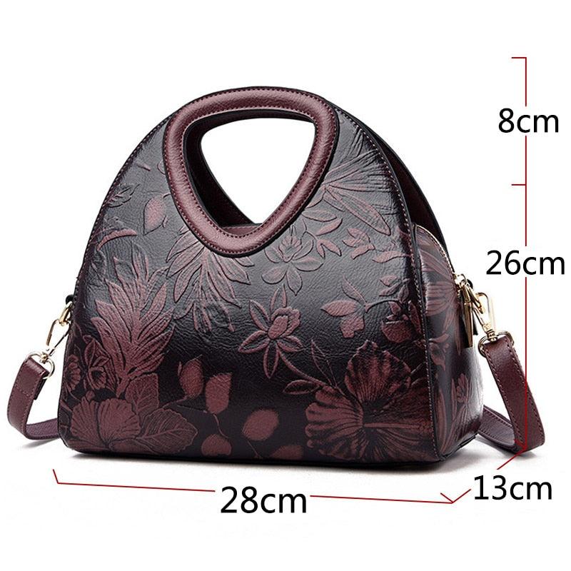 Bolsa de Couro Feminina Floral Minimalista - mettz