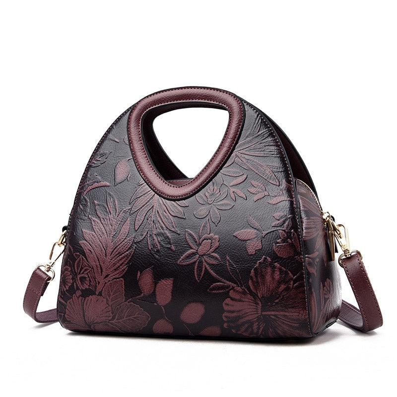 Bolsa de Couro Feminina Floral Minimalista - mettz