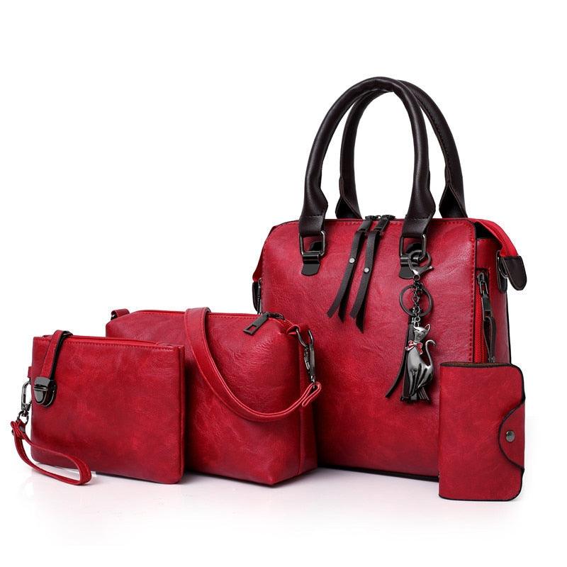 Kit Bolsas de Couro Feminina Casual Clássica - mettz