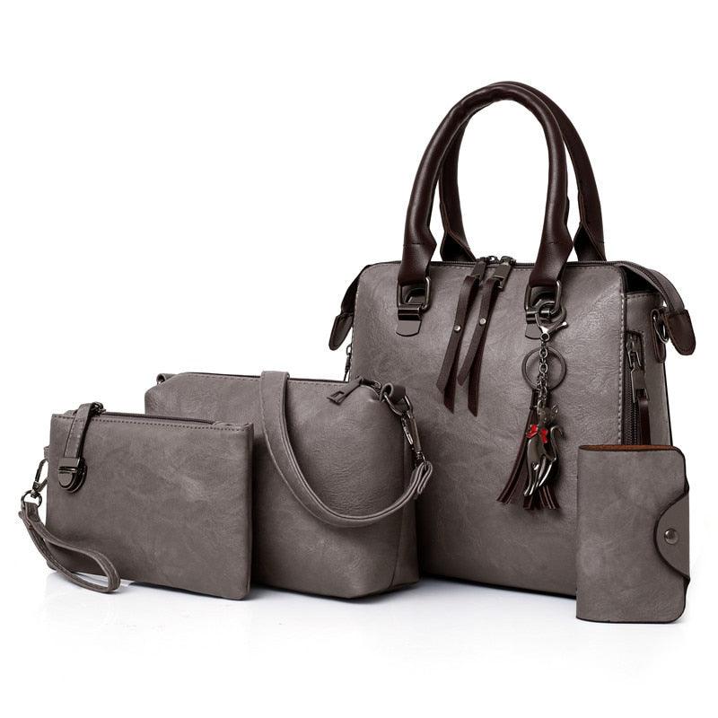 Kit Bolsas de Couro Feminina Casual Clássica - mettz