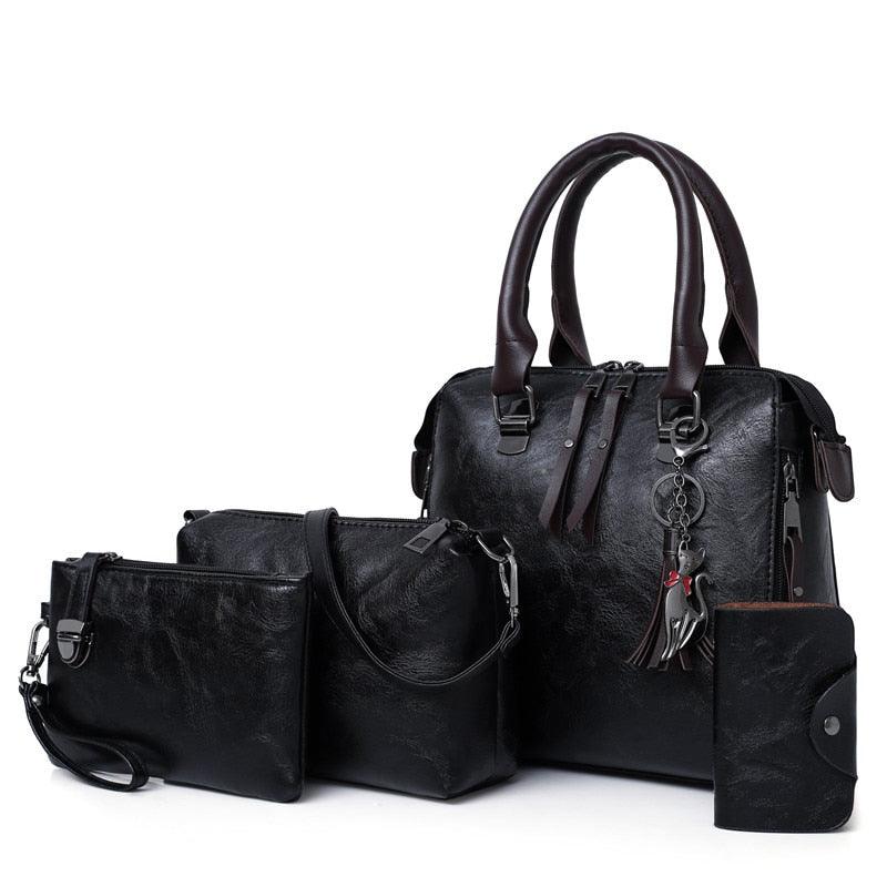 Kit Bolsas de Couro Feminina Casual Clássica - mettz