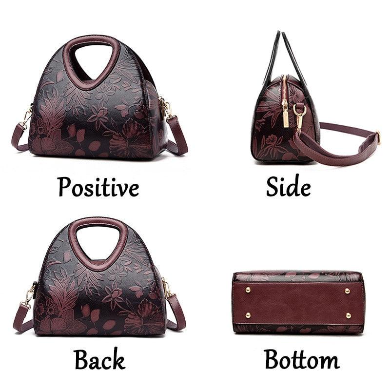 Bolsa de Couro Feminina Floral Minimalista - mettz