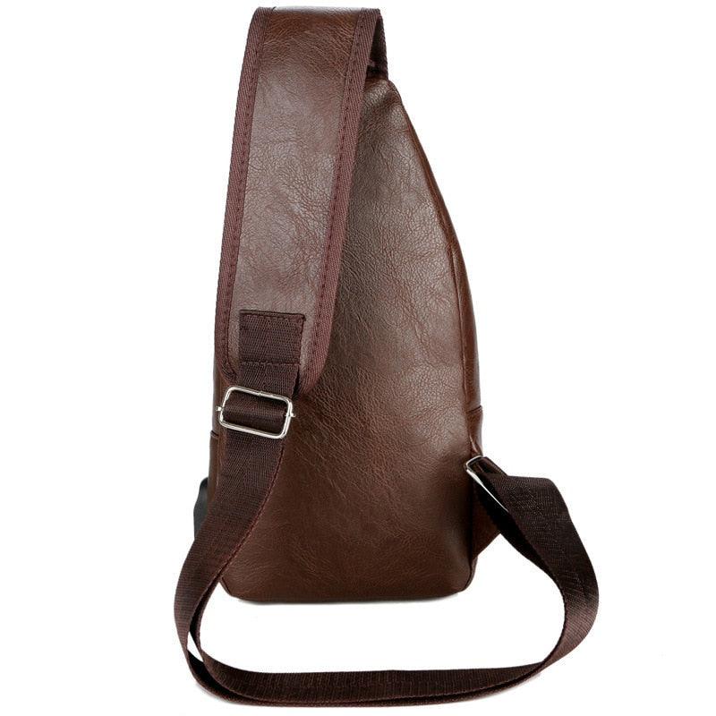 Mochila Masculina Shouder Bag de Couro USB - mettz